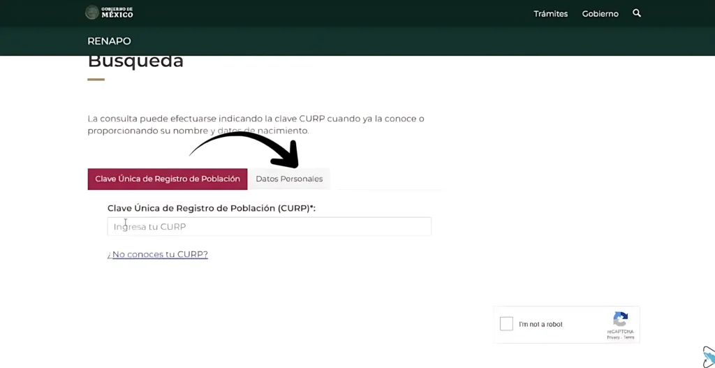 paso 1:Visita el sitio web del CURP